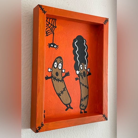 Original Art By Me Kristi Redman 7X9 Acrylic Framed Panel “The Franks” - Picture 2 of 3